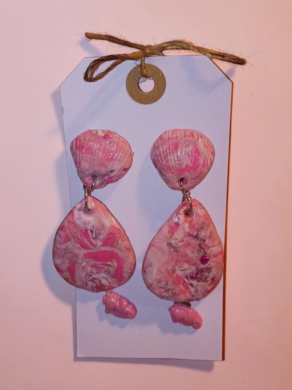 4 Pack Handcrafted Coastal Pink Marbled Four Pack Earrings - Women Jewelry